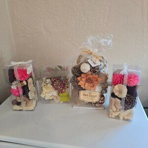 NIB 4 Piece Assorted Natural Decorative Vase Fillers Natural with Pink Pop!